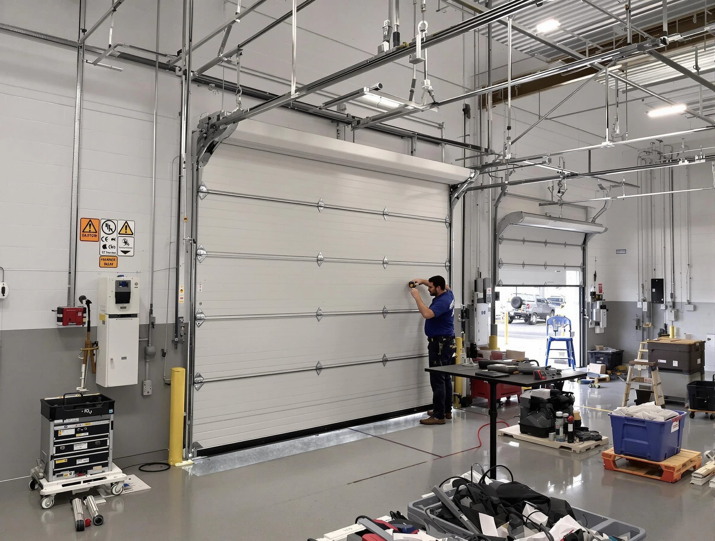 Commercial garage door repair being performed by Payson Garage Door Repair expert in Payson