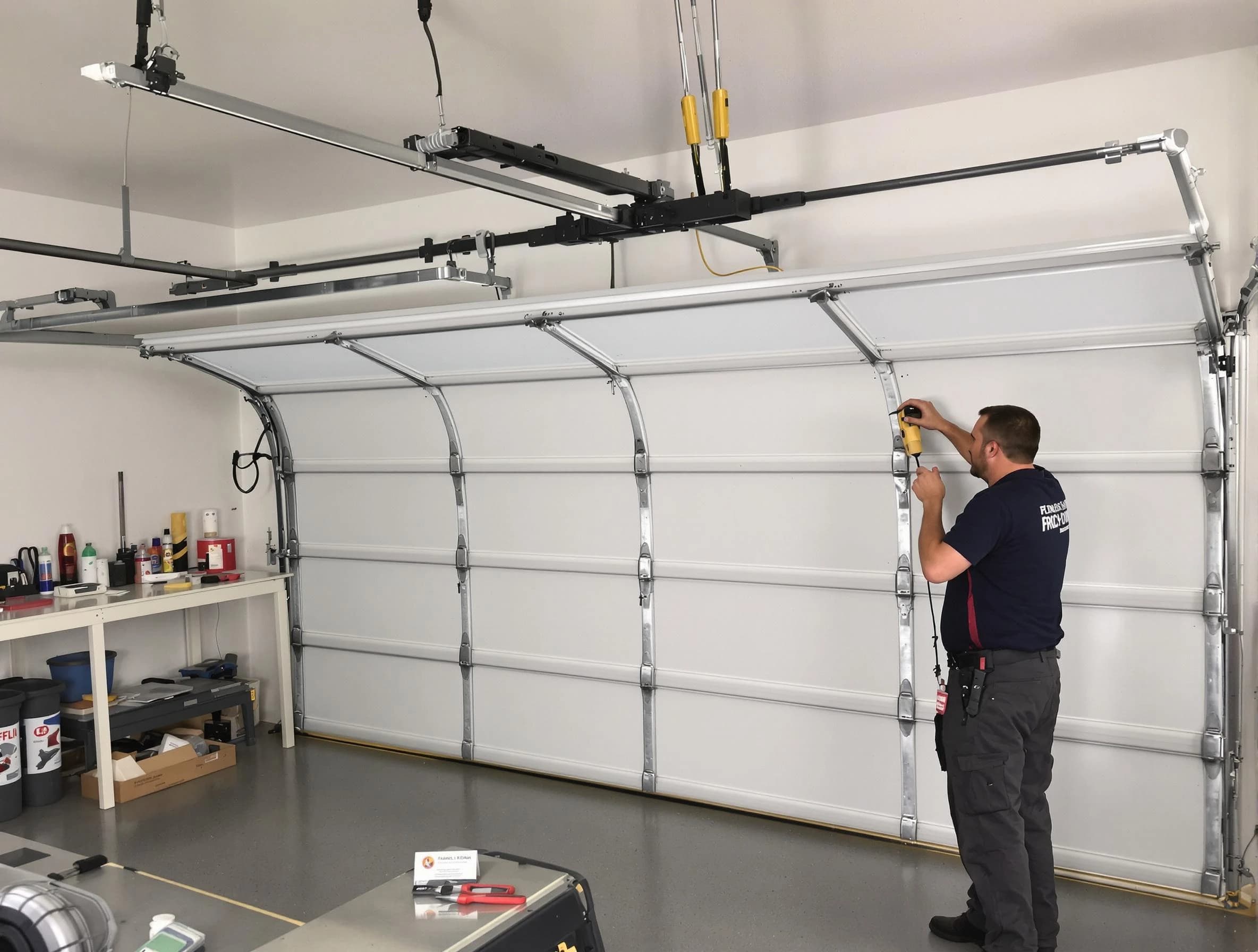 Payson Garage Door Repair certified technician performing overhead door system repair in Payson