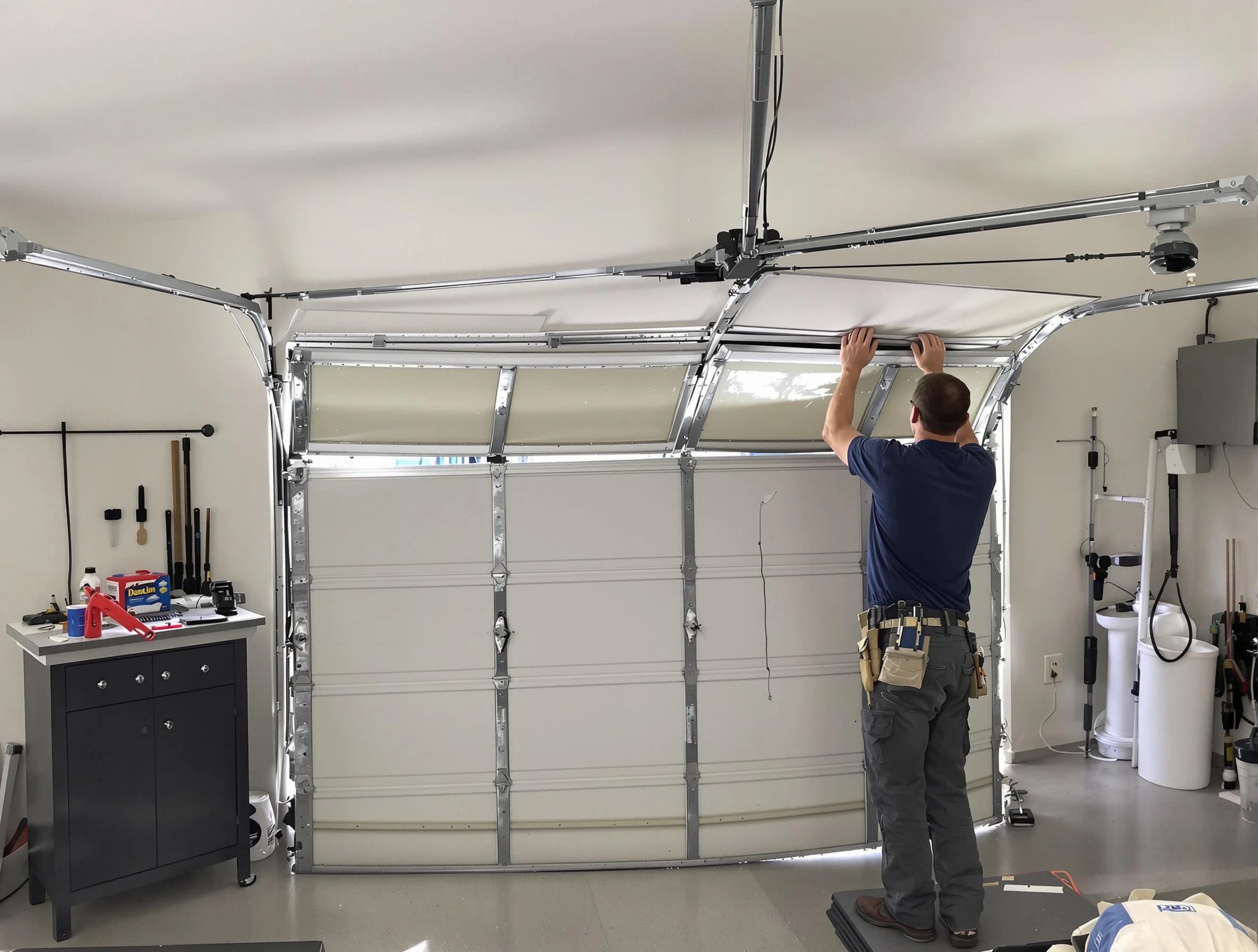 Payson Garage Door Repair specialist performing precise section replacement on Payson garage door