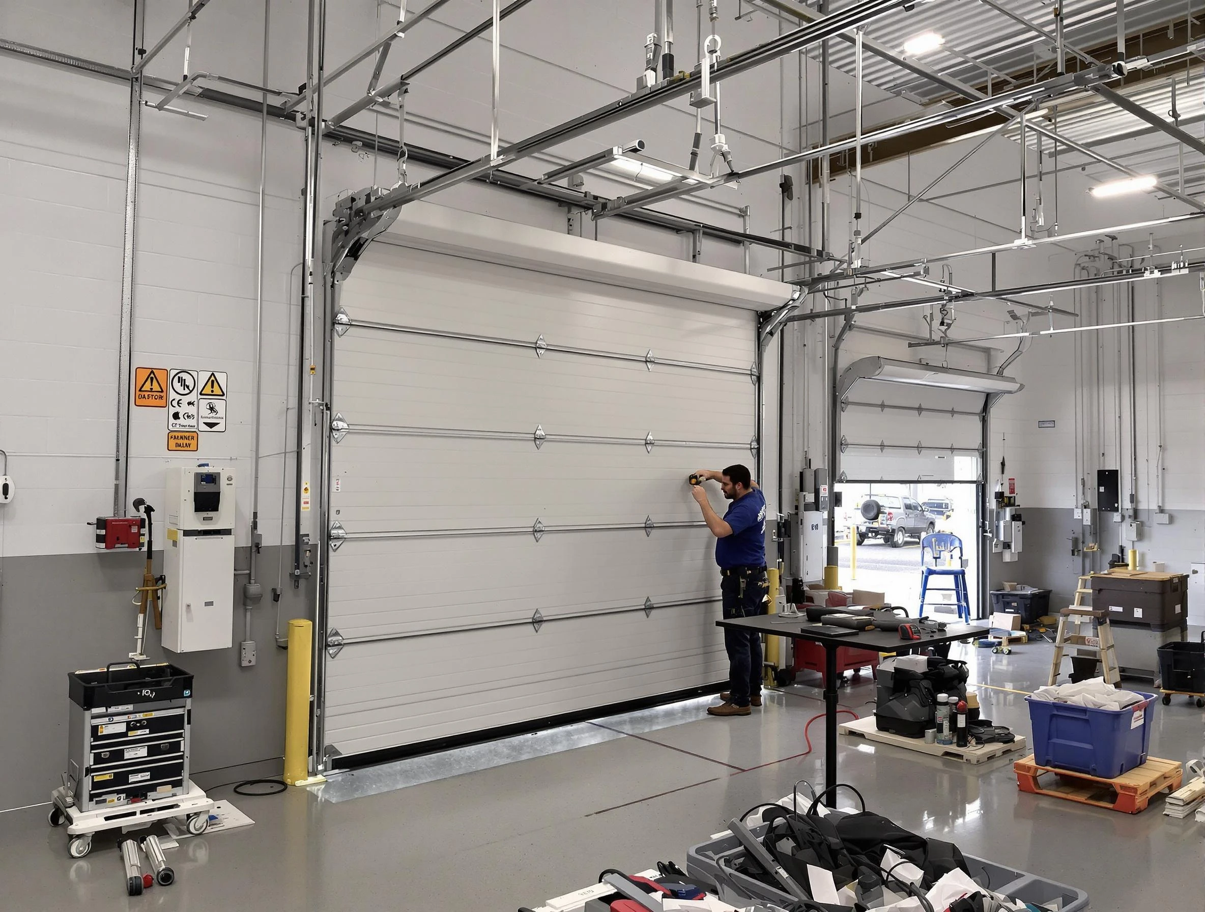Commercial garage door repair being performed by Payson Garage Door Repair expert in Payson