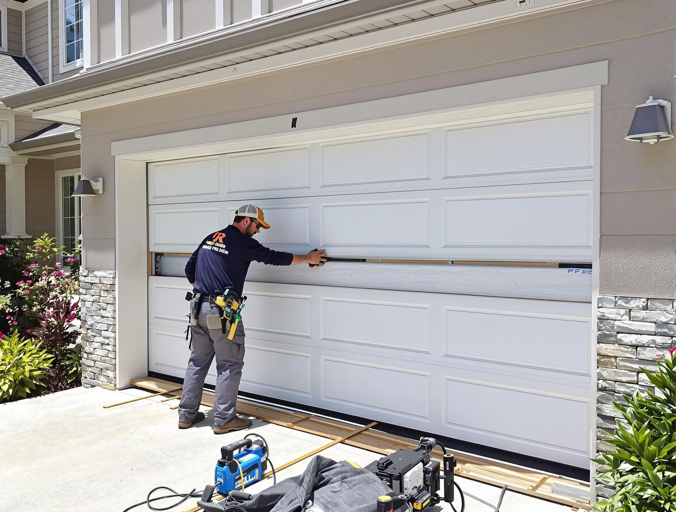 Payson Garage Door Repair team performing complete garage door replacement at Payson residence