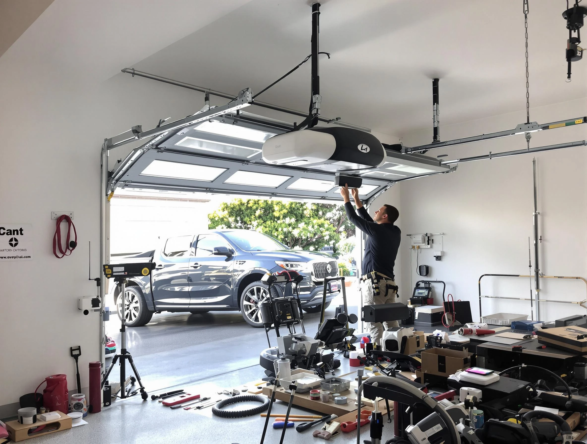 Payson Garage Door Repair specialist installing smart garage door opener system in Payson home