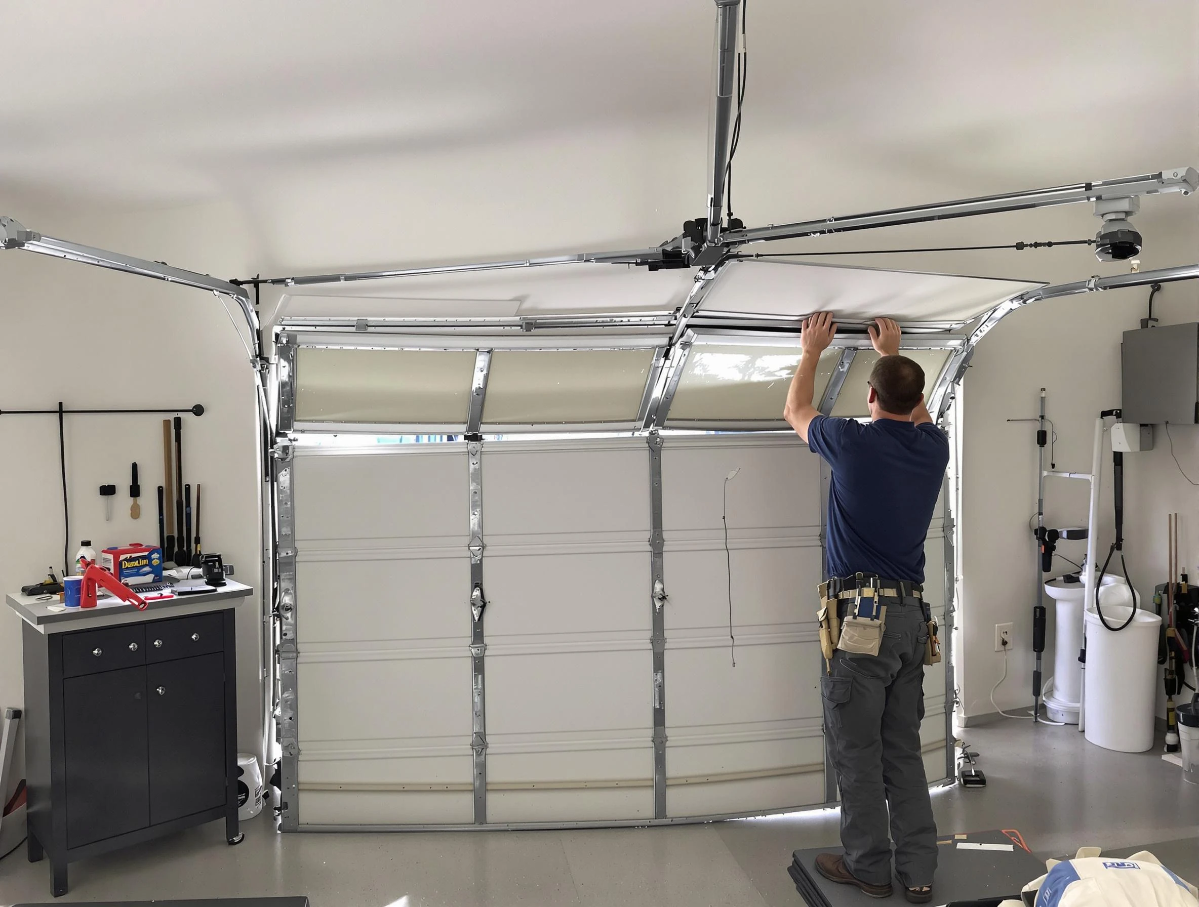 Payson Garage Door Repair specialist performing precise section replacement on Payson garage door